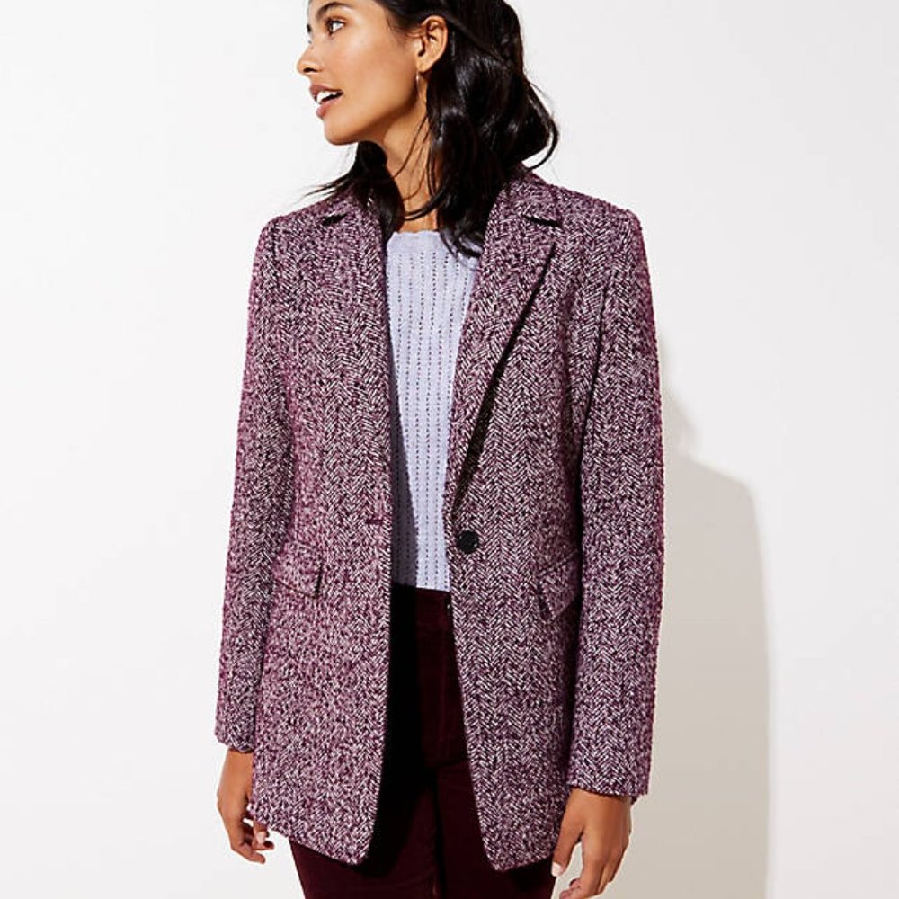 EUC Ann Taylor Women's Tweed Long Modern Blazer